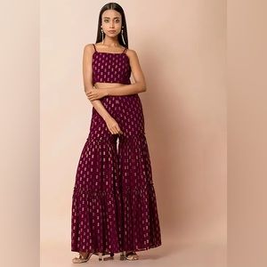 Wine Colored Sharara Pants and Blouse